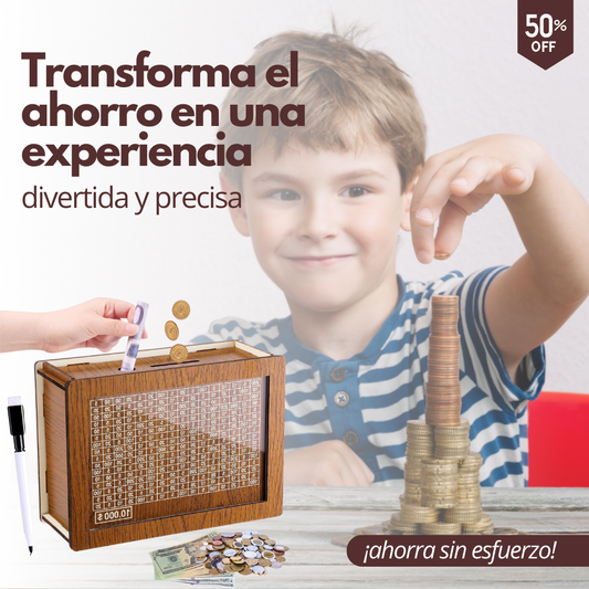 Hucha de madera con contador