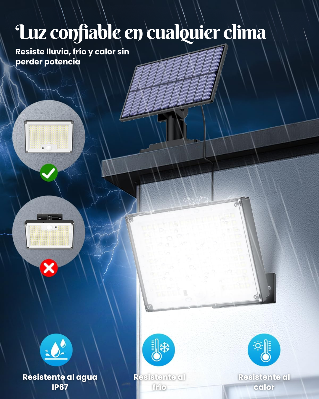 Luz solar LED con mando y sensor de movimiento