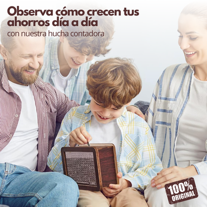 Hucha de madera con contador
