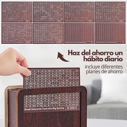 Hucha de madera con contador
