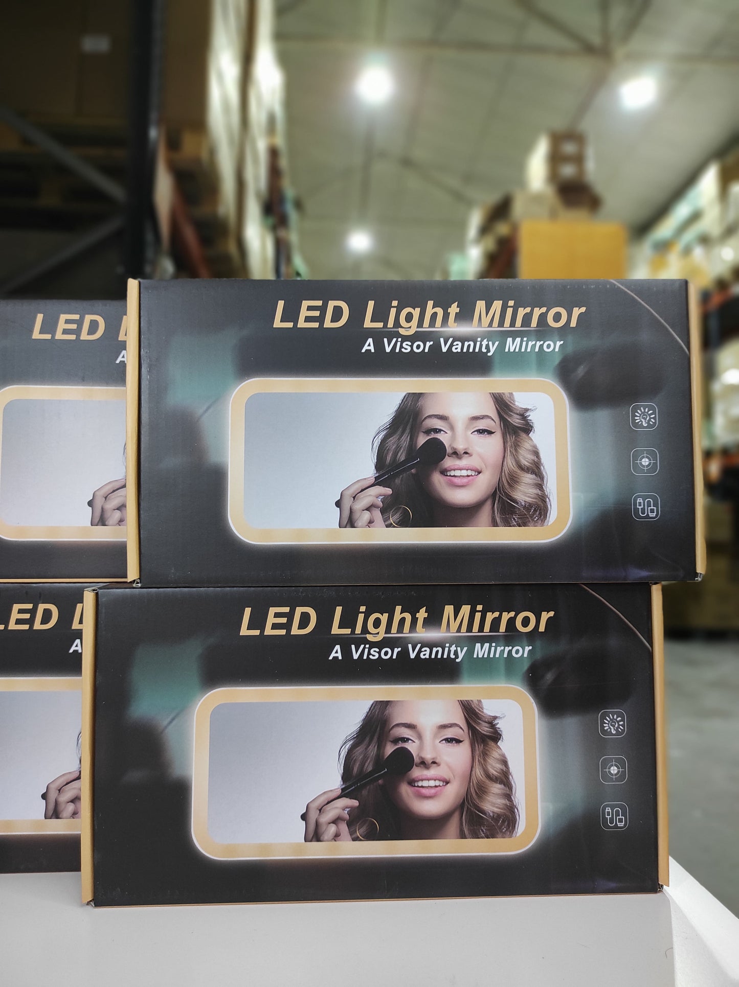 Espejo de tocador LED para coche con 3 modos