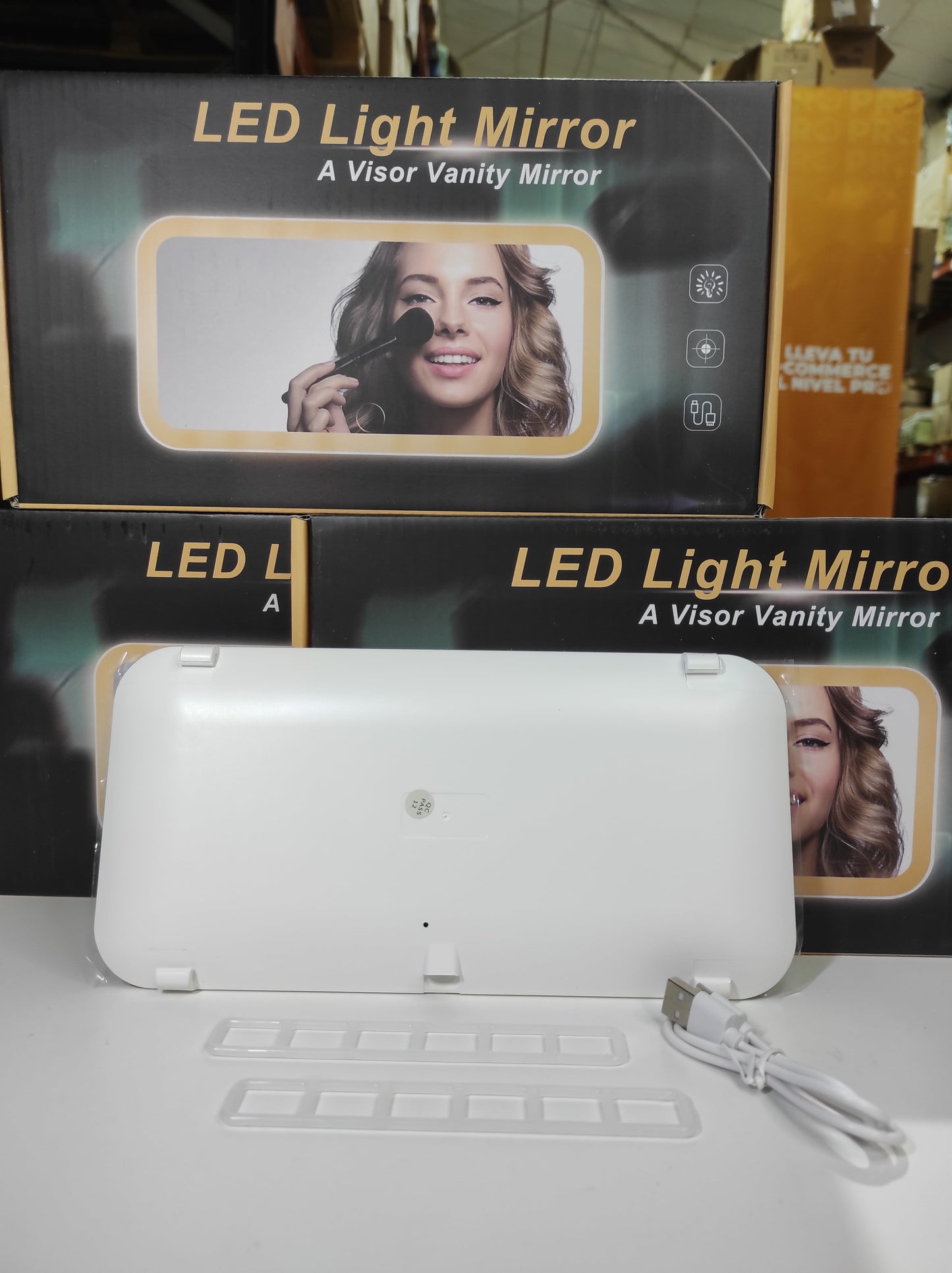 Espejo de tocador LED para coche con 3 modos
